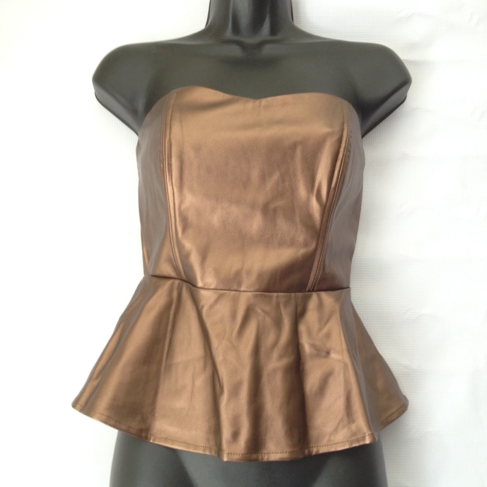 BB DAKOTA CORSET STRAPLESS TOP VEGAN LEATHER